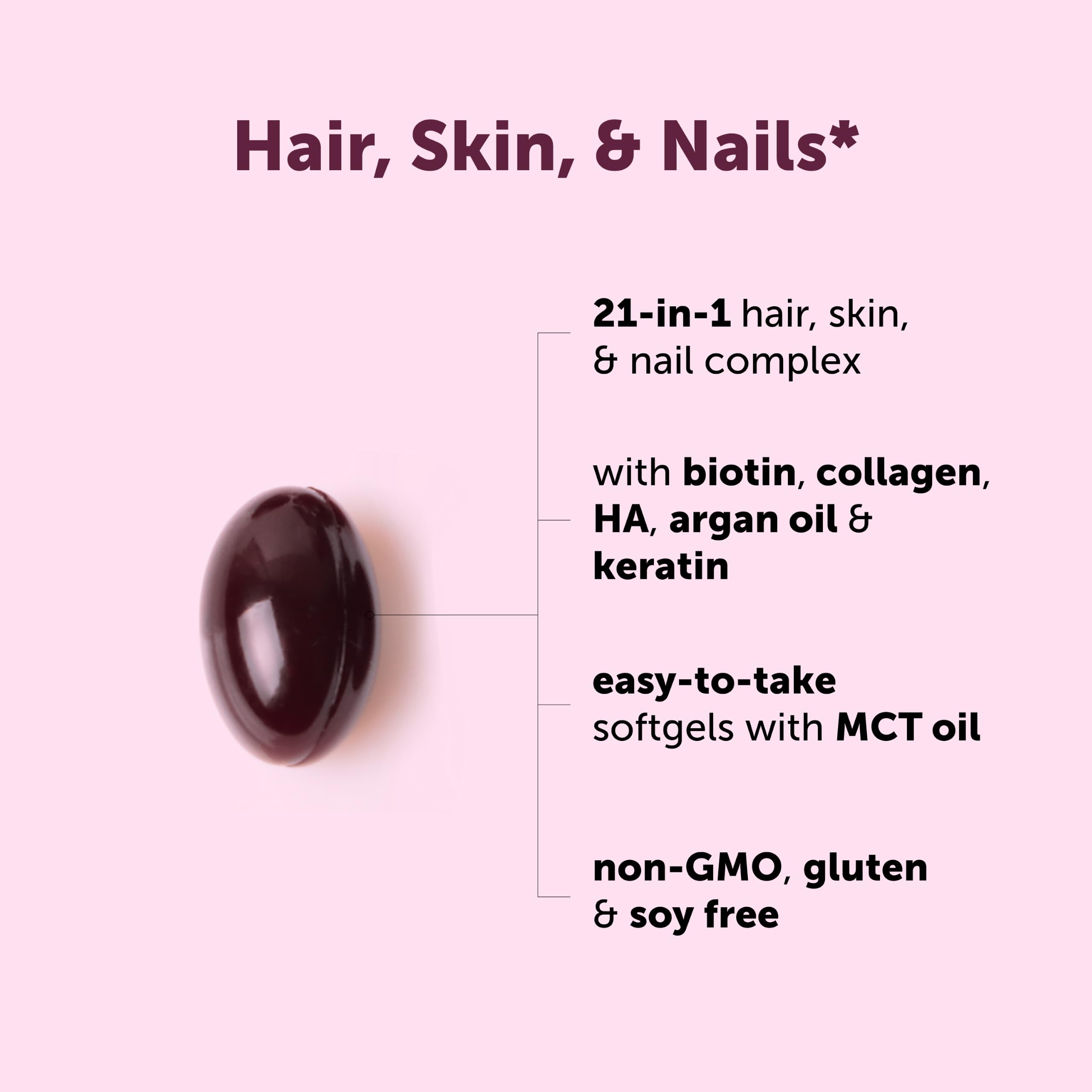 Micro Ingredients 21-in-1 Hair Skin Nails Softgels 400ct
