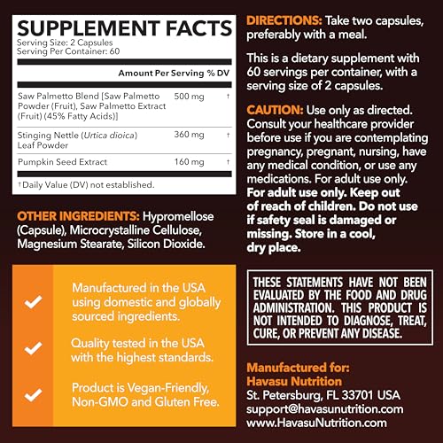 Saw Palmetto with Pumpkin & Nettle, Prostate Health Supplement, - Product Imagery