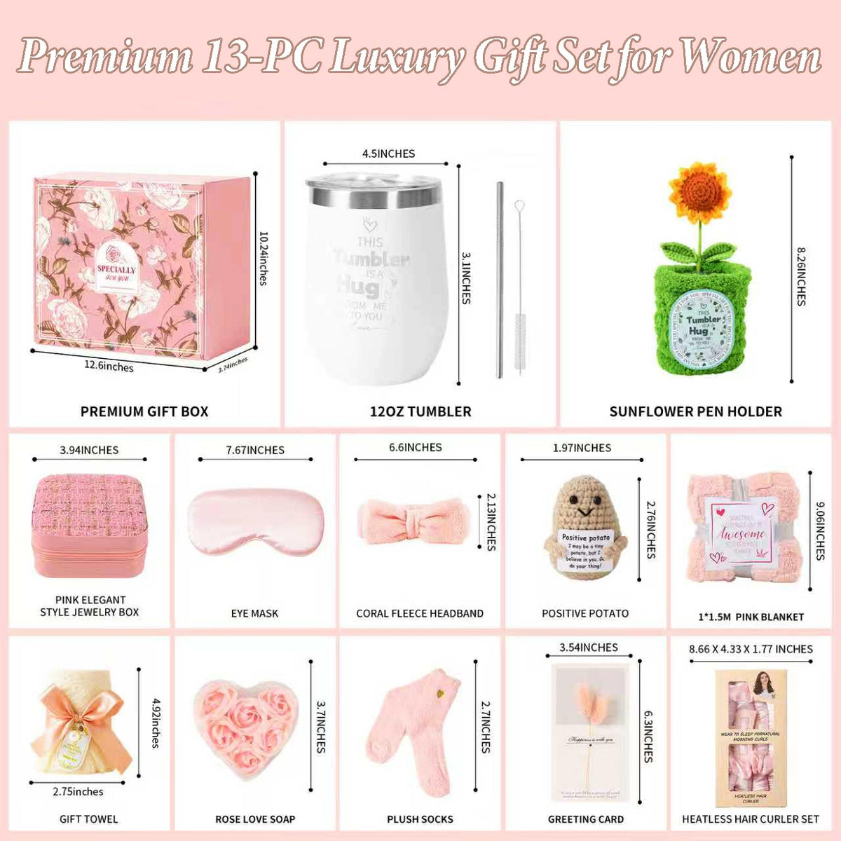 VANJOROY Birthday Gifts for Women, Luxury Christmas gifts for Women, Pink Trendy Gifts Sets for Her Girls with Sunshine 