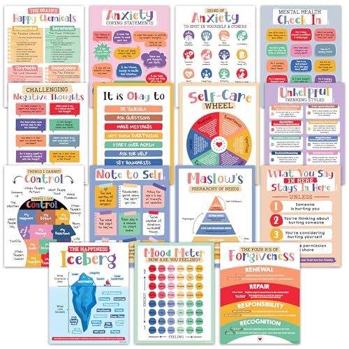 Decorably 15 Mental Health Posters for Therapy Office, - Product Imagery