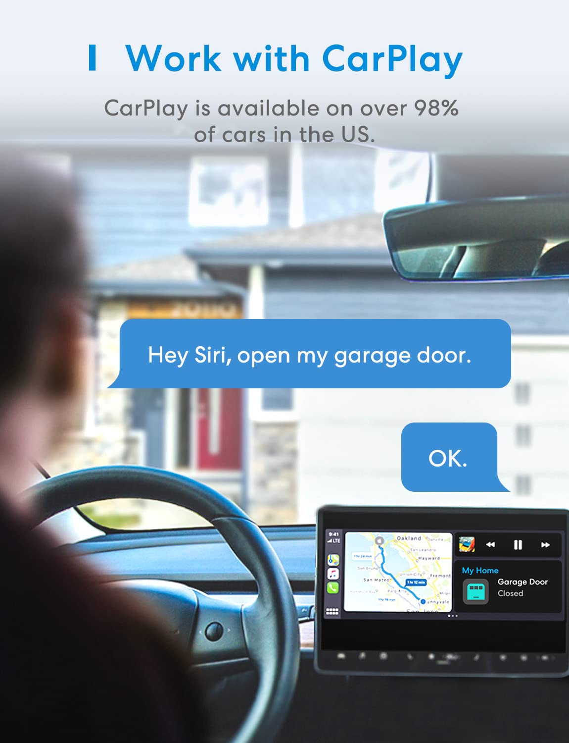 meross Smart Garage Door Opener Remote Work with HomeKit, Alexa and Google – back view and specifications