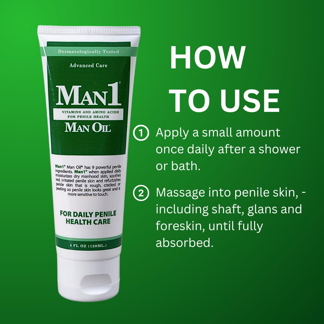 Man1 Man Oil Penile Health Cream - Advanced Care, treat dry, red, cracked, discolored, irritated or peeling male skin – 