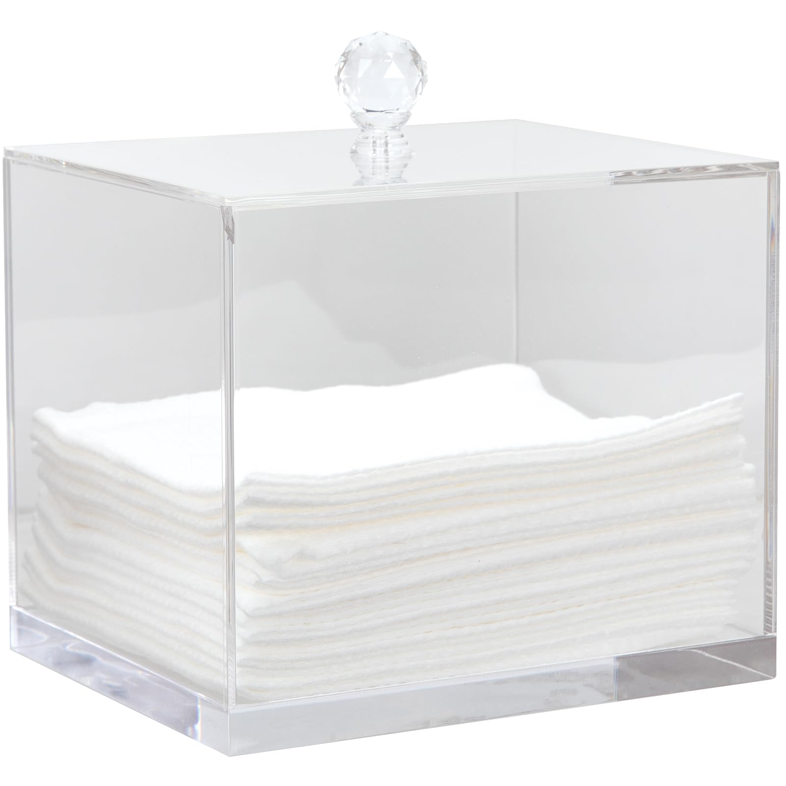 ForPro Acrylic XL Facial Towel Holder holding 50 skin cleaning wipes, clear acrylic design for professional facial care.
