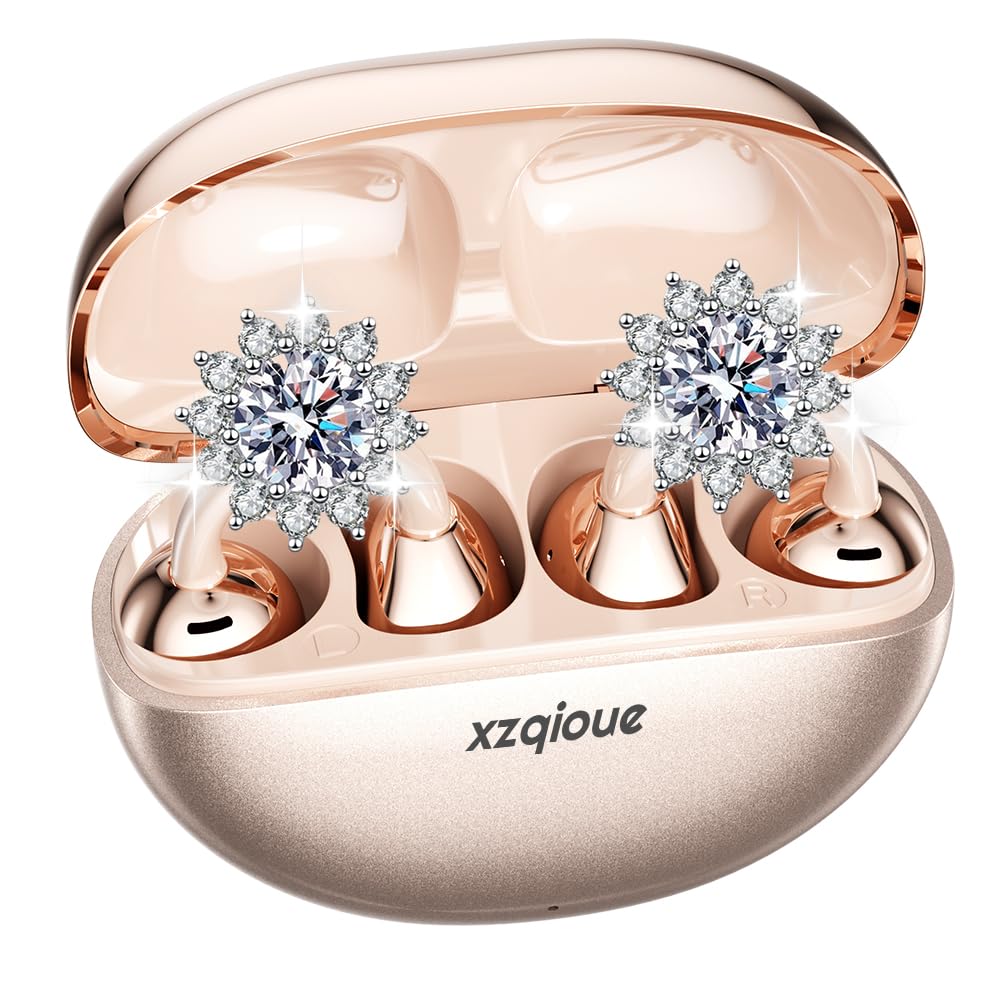 xzqioue Jewelry-Inspired Clip On Earbuds, Open Ear Clip-On Headphones,Wireless Bluetooth Ear Cuff Headphones for Women,M