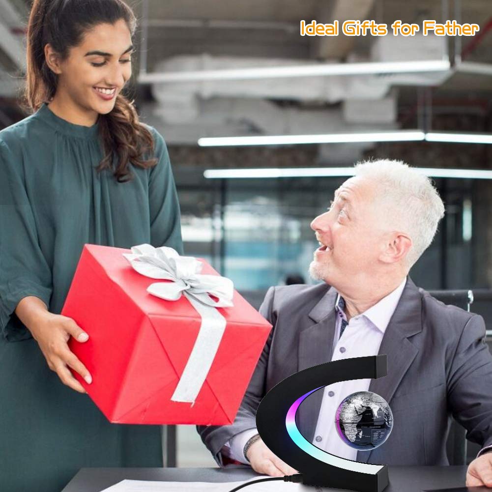 MOKOQI Magnetic Levitating Globe with LED Light | Cool Tech Gift for Men Father – full view