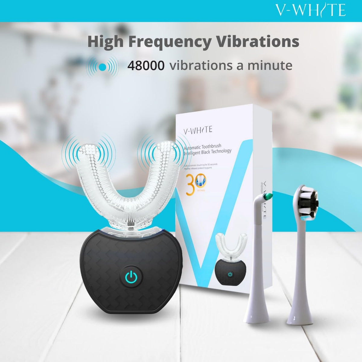 V WHITE Ultrasonic U Shaped Auto Brush for Adults - V-WHITE Official Imagery - 7