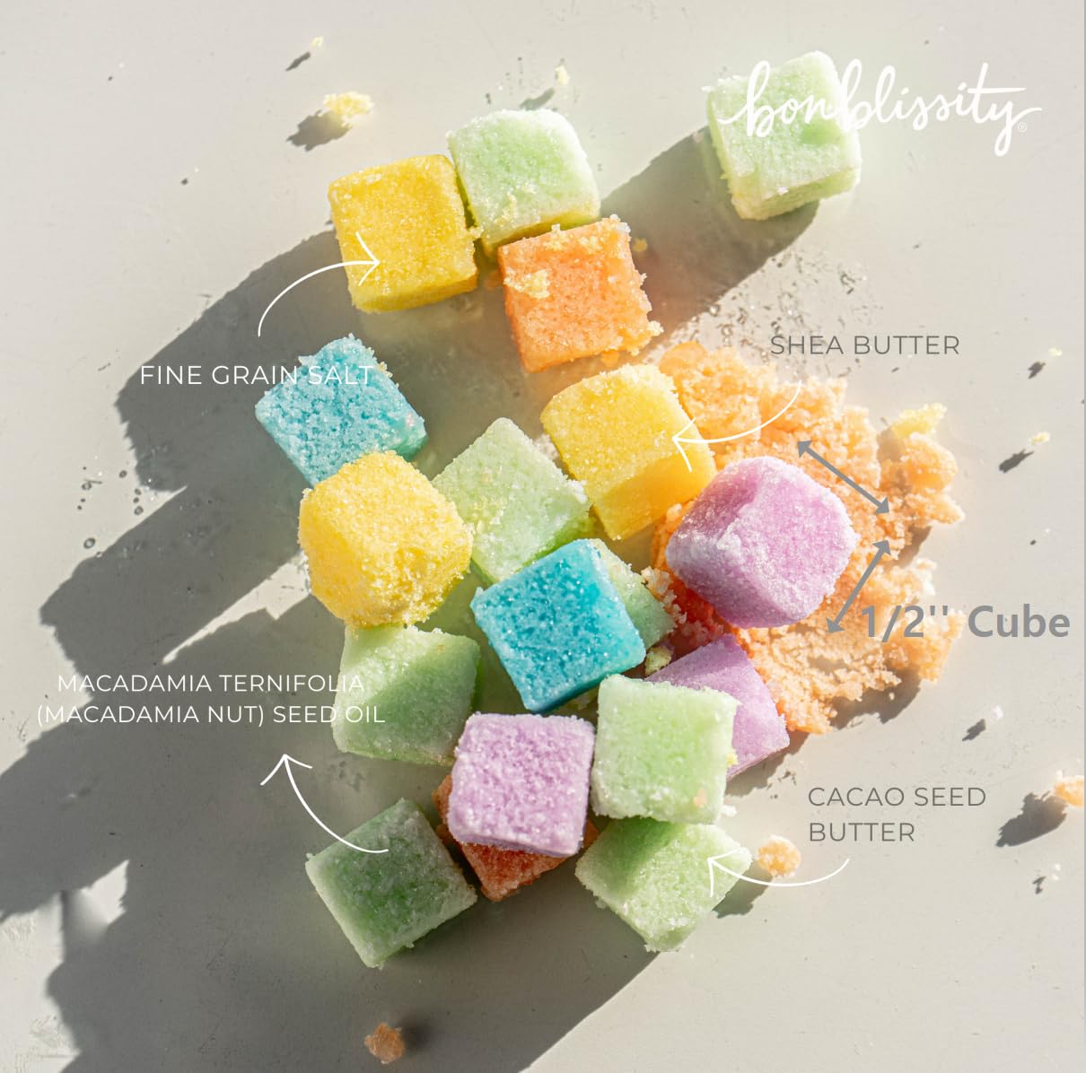 Bonblissity Sugar Cubes Candy Scrub, 30 pcs Assorted Scents, Spa Gift Set