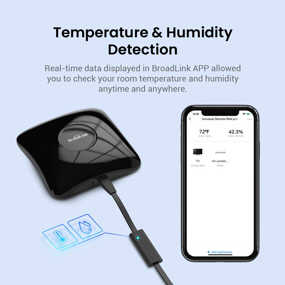 BroadLink RM4 Pro S IR RF Hub, Temp Humidity Sensor Cable 2.4G Wi-Fi – packaging and label