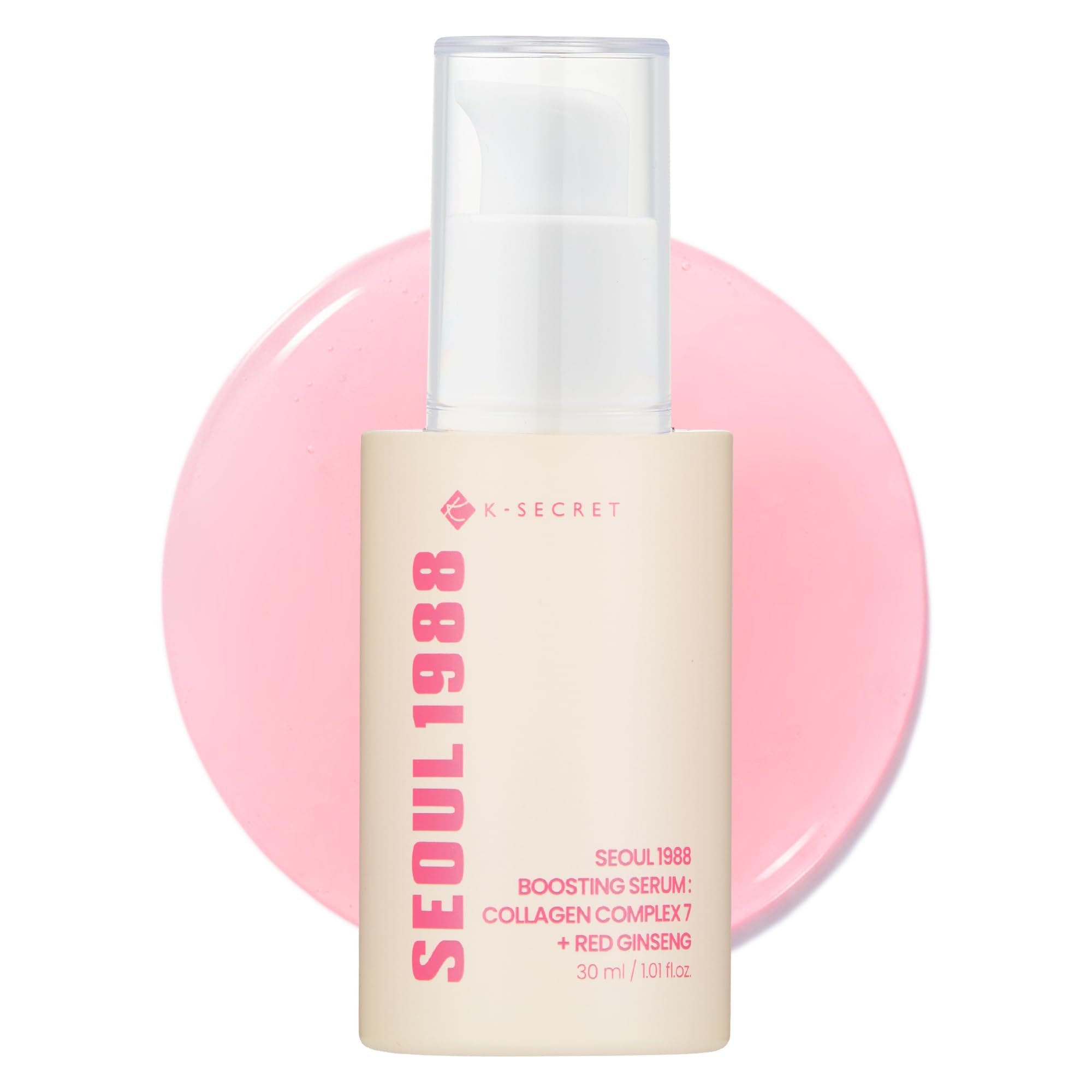K-SECRET SEOUL 1988 Collagen Boosting Serum | Deeply Hydrating Serum with 7-Type Collagen Complex, Niacinamide, Ceramide NP, and Red Ginseng | Korean Skincare, 30ml / 1.01 fl oz