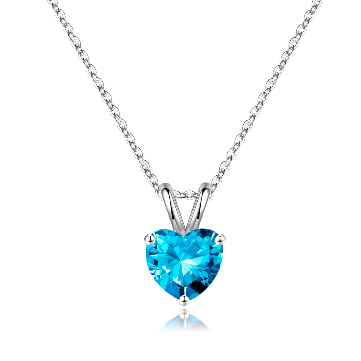 SMILEST Dainty Heart Birthstone Necklace for Women, 925 Sterling Silver – Silver-November