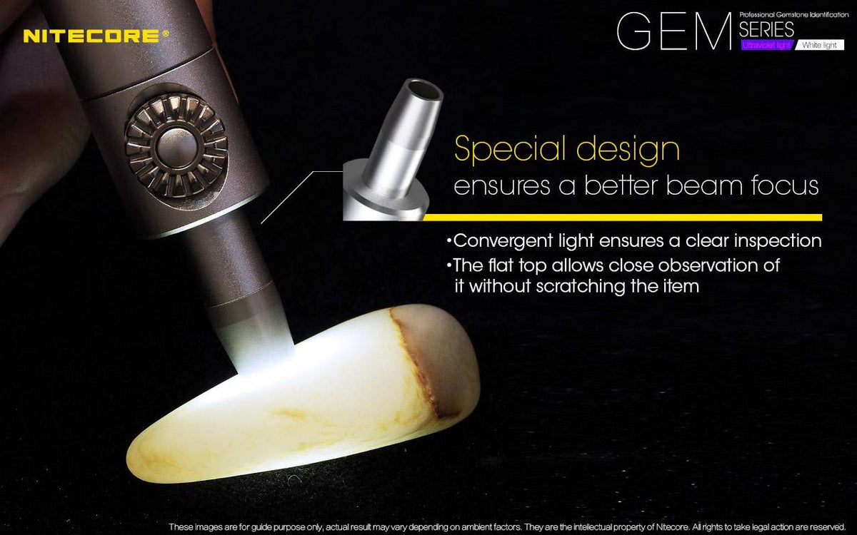 Nitecore GEM8 Professional Gemstone Identification Light 500 Lumens – close-up detail in White
