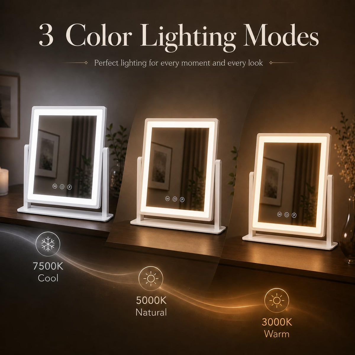 DECADENCE 14.1 x 12.1 in Lighted Makeup Mirror, 10X/5X Magnifiers – full view