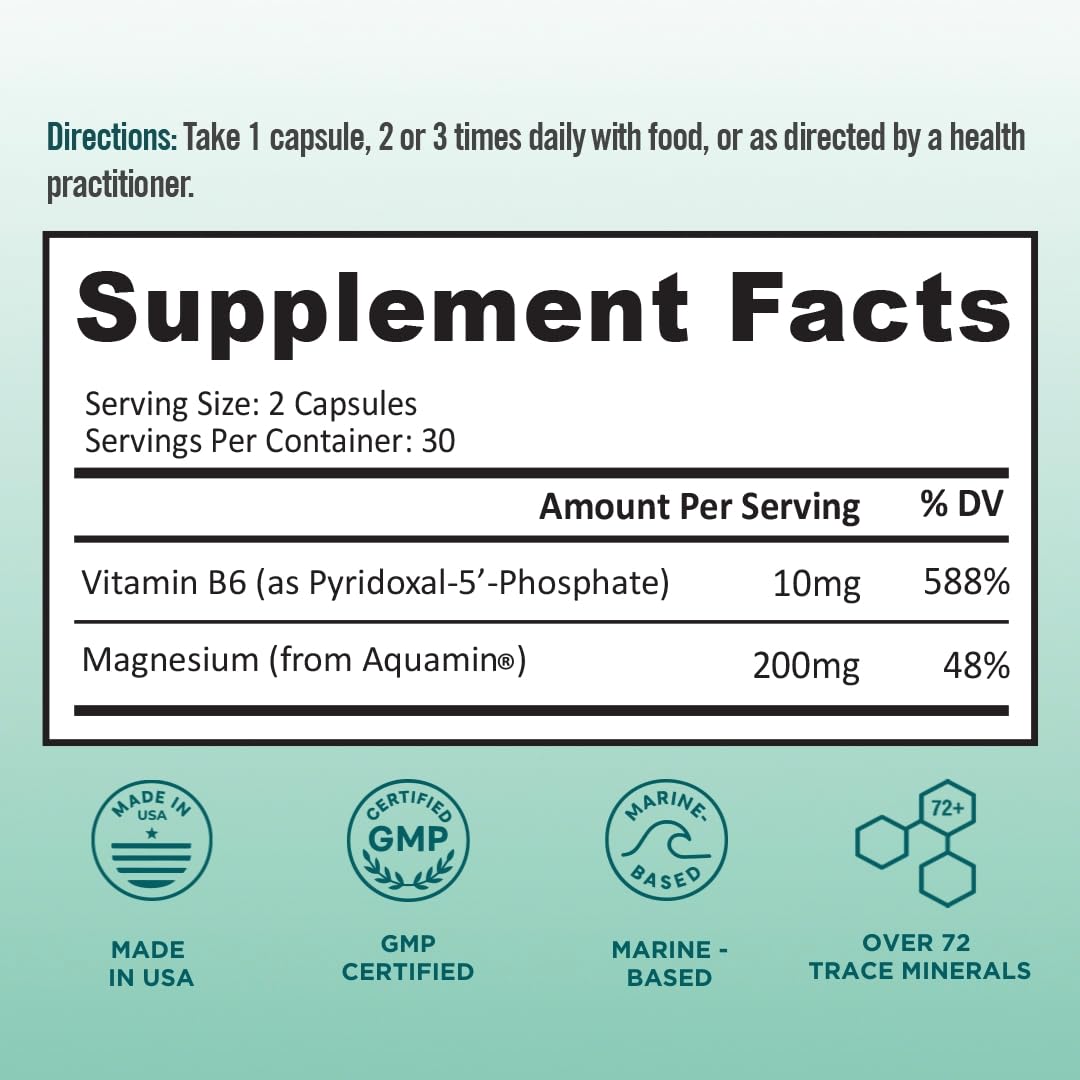 Ocean Magnesium 200mg Aquamin + B6 for Women 60 Ct