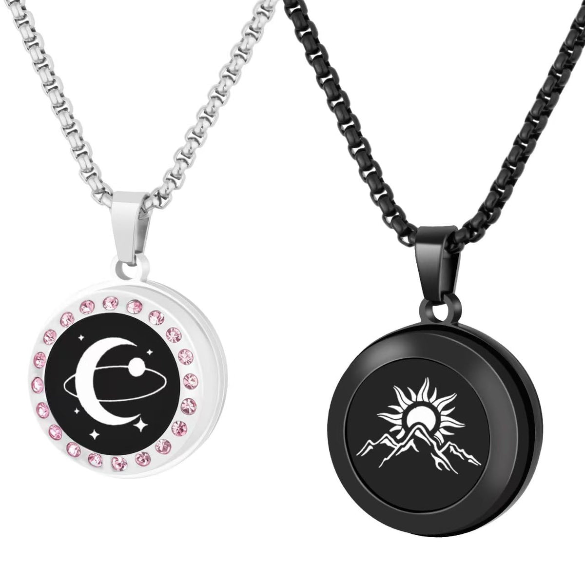 EAOYAO Long Distance Touch Necklaces,Vibration & Light up Remote Smart Matching Couples Necklace for Couple Long Distanc