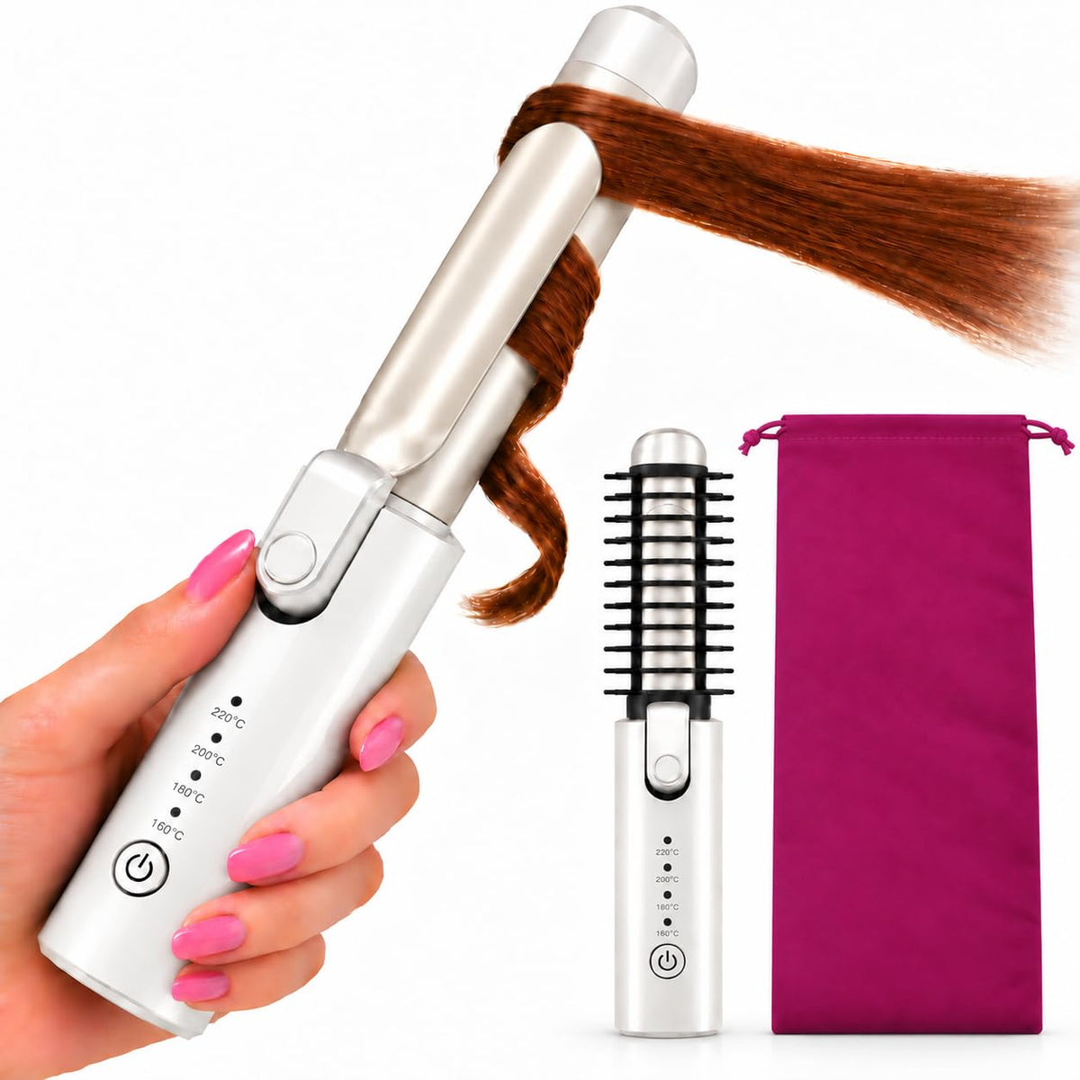 Loamars 3-in-1 Cordless Styling Brush, Rechargeable Heated Brush, White – product photo (Multi-Stylers)