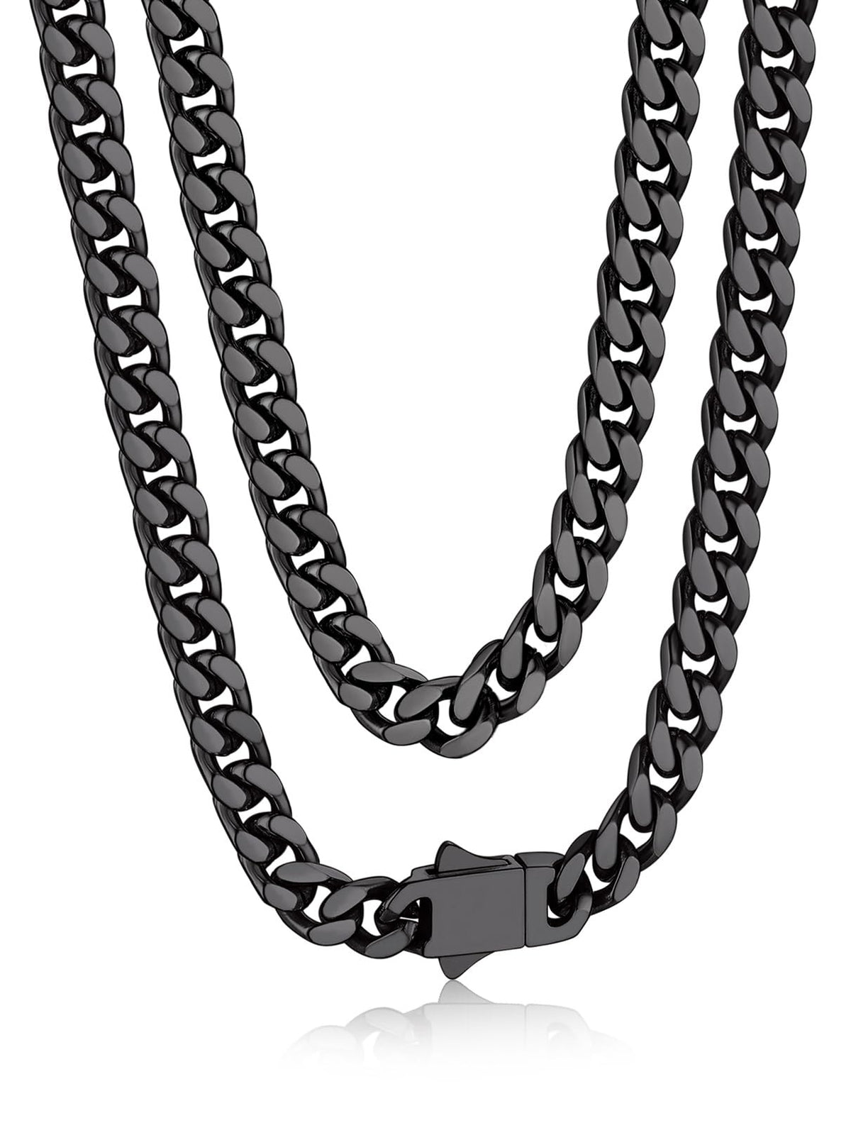 Bandmax Men's Premium Solid Stainless Steel Miami Cuban Link Chain Necklace – 03 5MM-Black Plated, 24 Inch (61cm)