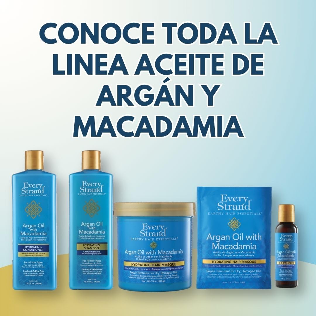 Every Strand Argan Oil with Macadamia Hydrating Hair Masque in 15 oz jar, showing creamy hair treatment for nourishing and moisturizing hair.