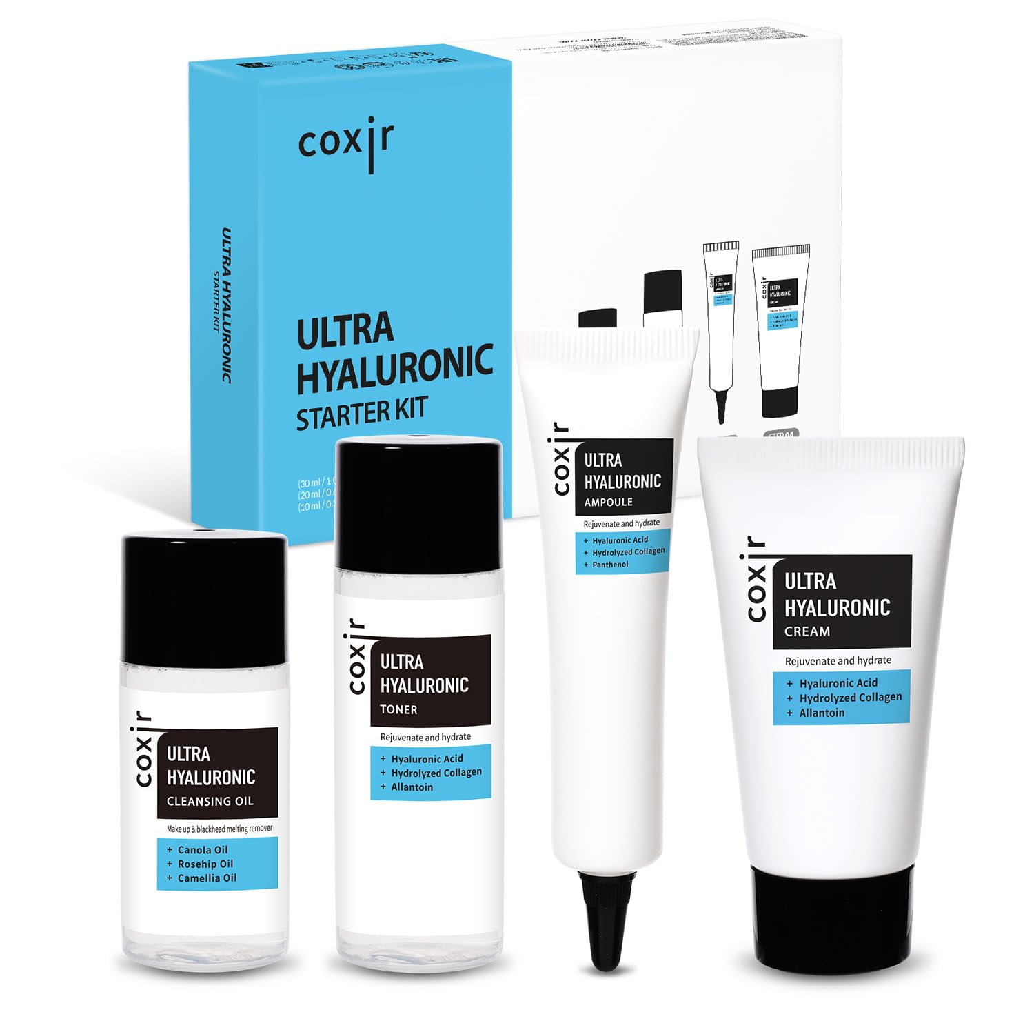 coxir Korean Skincare Gift Set, Glass Skin Kit, (4-Piece) - Product Imagery