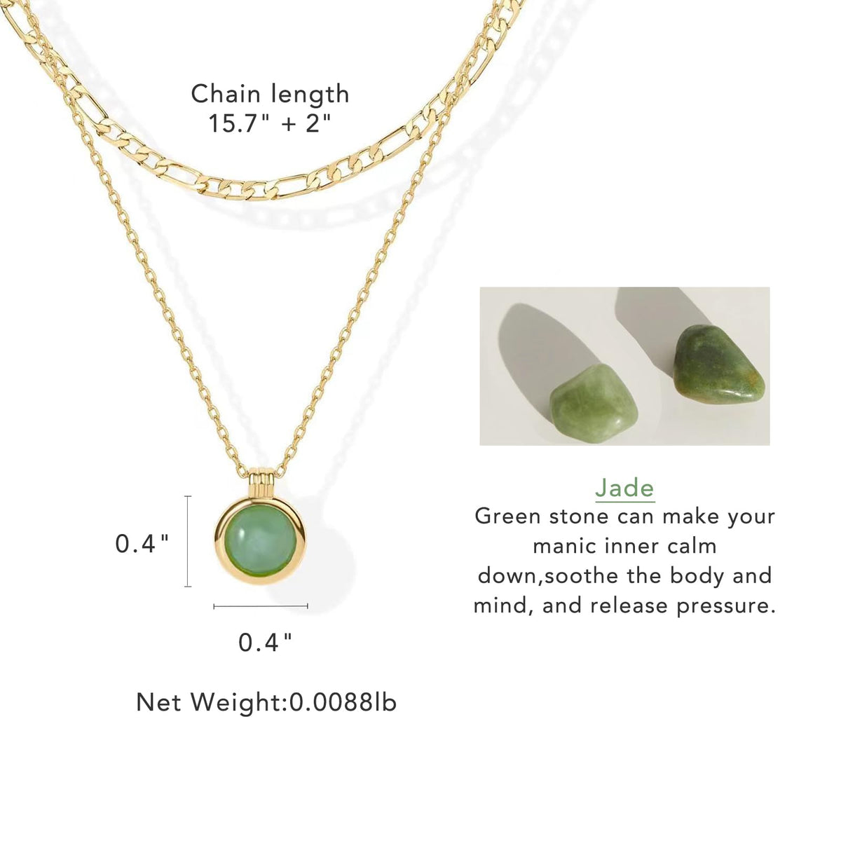 DISTANT DRUMS Simple Natural Green Aventurine Stone Jewelry Set for Women,Hoop Earrings,Bracelet,Necklace,18K Gold-plate