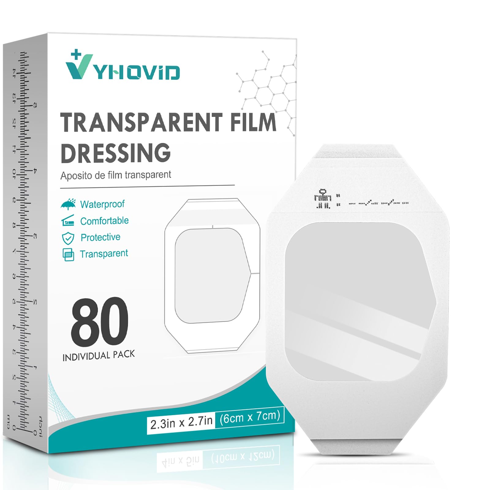 80 Packs Transparent Film Dressing 2.375" x 2.75" - Waterproof - Product Imagery
