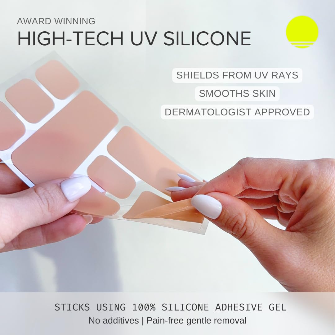 Sun Patch Hypoallergenic Sun-Screen Square Shaped Patches, 100% Silicone UPF-50 UV Protection, Reusable, 1 Pack/8 Square