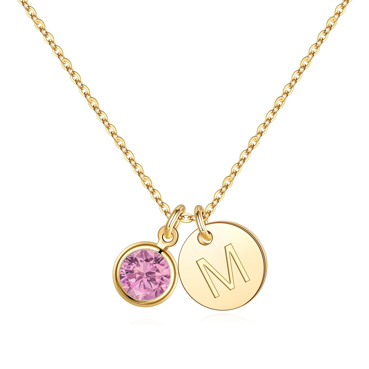 Hidepoo Initial Birthstone Necklace for Girls Women - Personalized Gifts – 10-Oct-Lab Grown Pink Sapphire