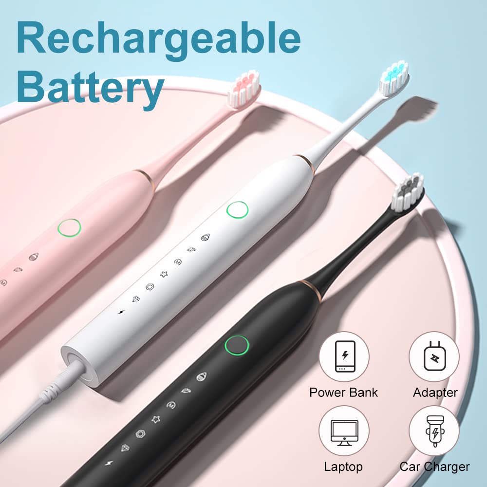 SUNPRO 2 Pack Sonic Electric Toothbrush Rechargeable Brush 6 - SUNPRO Official Imagery - 5