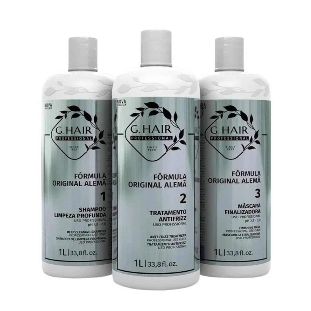 G.Hair German Formula Professional Keratin Treatment Kit, Anti-Frizz Hair Smoothing System, 3-Step Set, 33.8 fl oz – pro