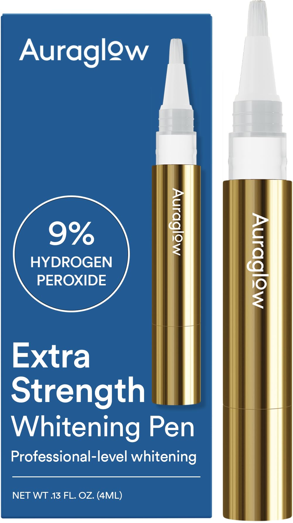 Auraglow Teeth Whitening Gel for Toothpaste, 9% Hydrogen Peroxide, Add to Toothpaste to Whiten, 350+ Whitening Treatment