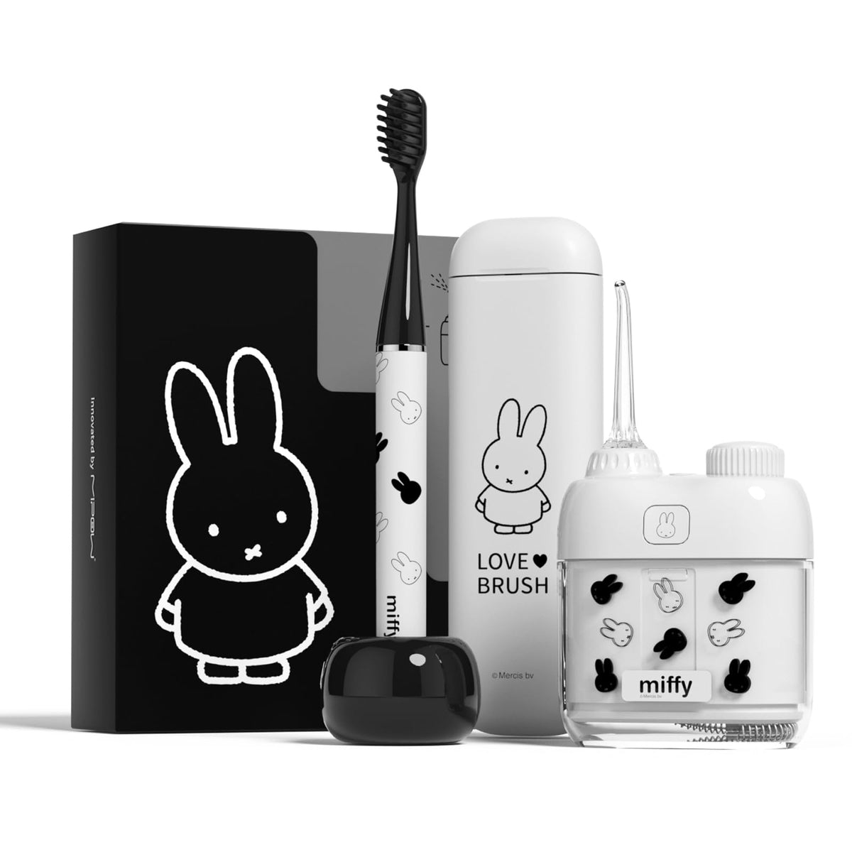 MIPOW Miffy Brush GO i4 Electric Toothbrush & Mini Water Flosser Combo Set, Slim Rechargeable Sonic Toothbrush w/Travel 