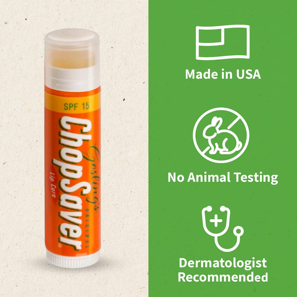 Goslings Original ChopSaver SPF 15 Lip Care, All Natural Lip Balm with SPF, Chapstick for Musicians and More, Effective 