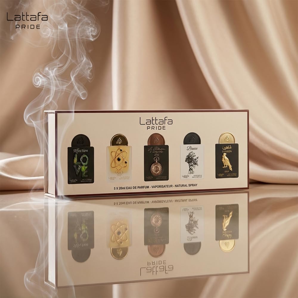 Lattafa Giftset Collection Eau De Parfum | Musk, Amber, Woody, Fruity | Long-Lasting Perfume Fragrance – packaging and l