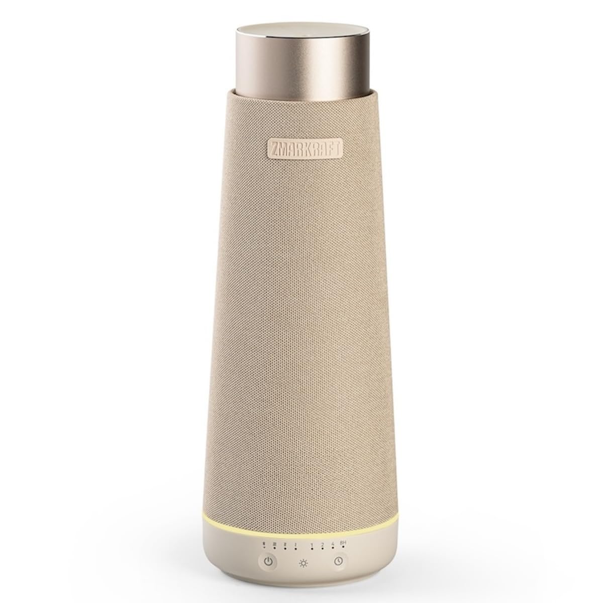ZMARKRAFT Waterless Essential Oil Diffuser with Ambient Lighting & Built-in Speaker – Oatmeal Linen, Fabric, Metal, PET,
