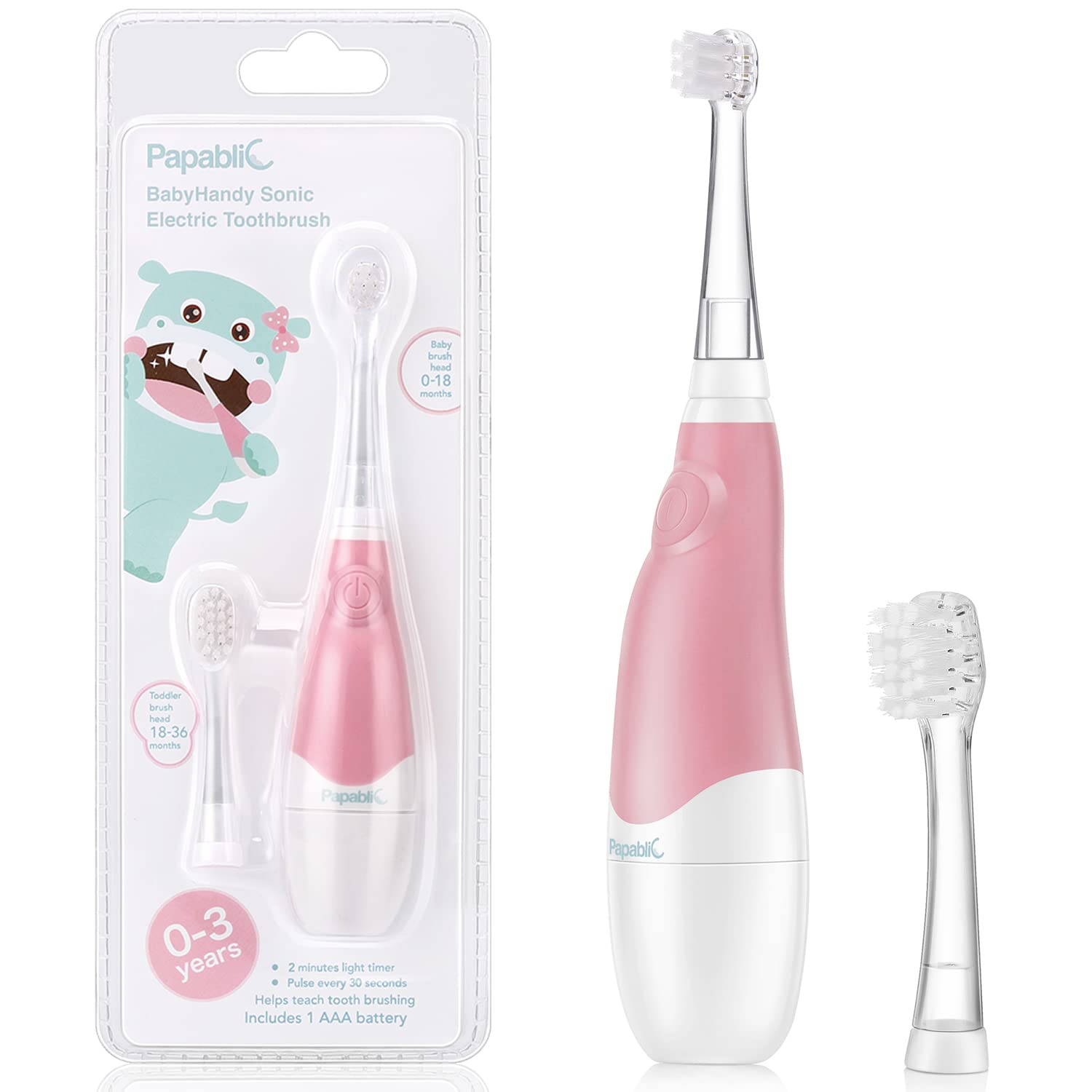 Papablic BabyHandy 2-Stage Sonic Electric Toothbrush for Babies - Product Imagery