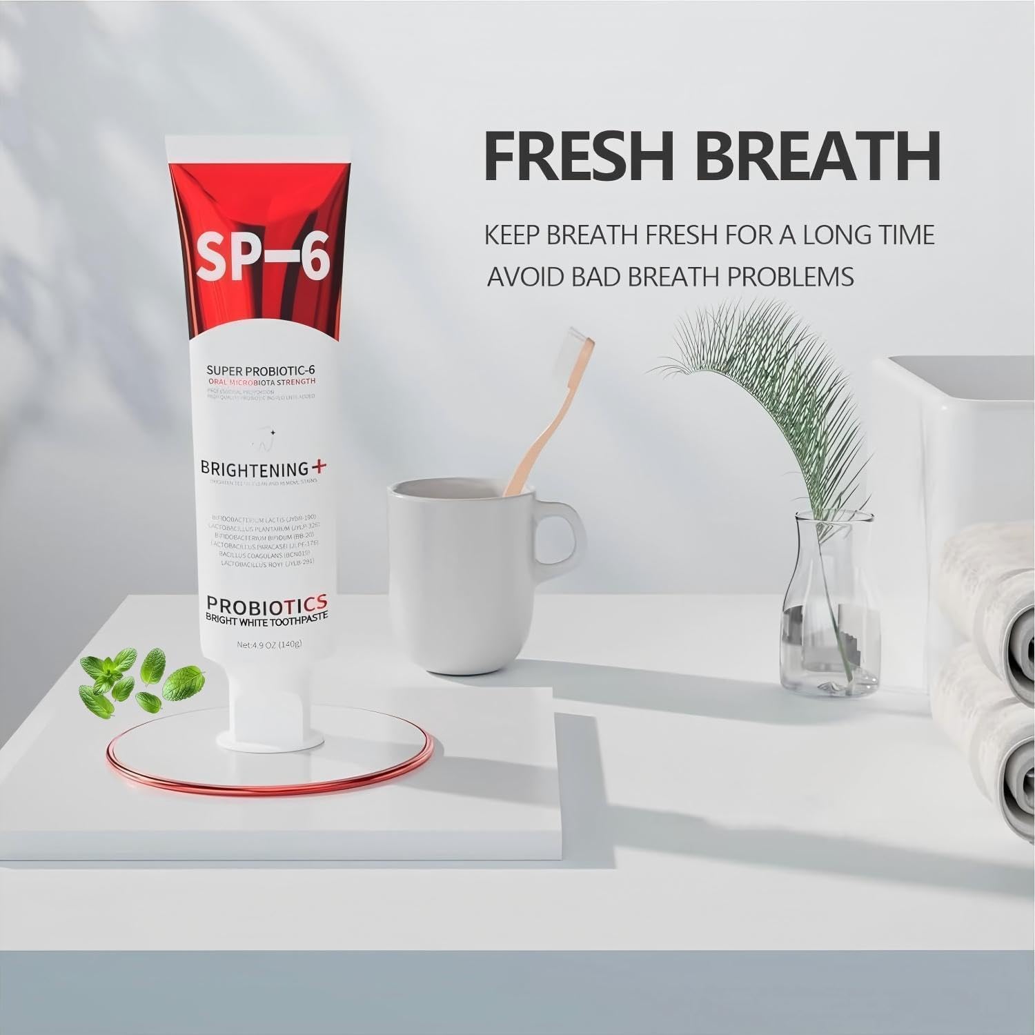 Sp-6 Probiotic Whitening Toothpaste, Sp-6 Ultra Whitening Toothpaste, with a Fluoride Free, Fresh Breath and Mint Flavored Enhancement Formula, Beneficial for Oral Health! 2pc (2)