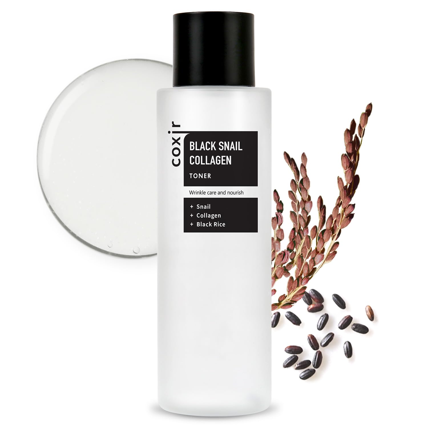coxir Black Snail Collagen Toner, Korean Hydrating Essence, 5.07 - Product Imagery