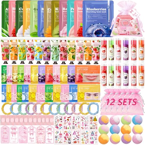 SSGP 132 PCS Spa Party Supplies for Girls,Spa Party Favors Include Face Masks Skincare, Lip Balm, Under Eye Patches, Foo