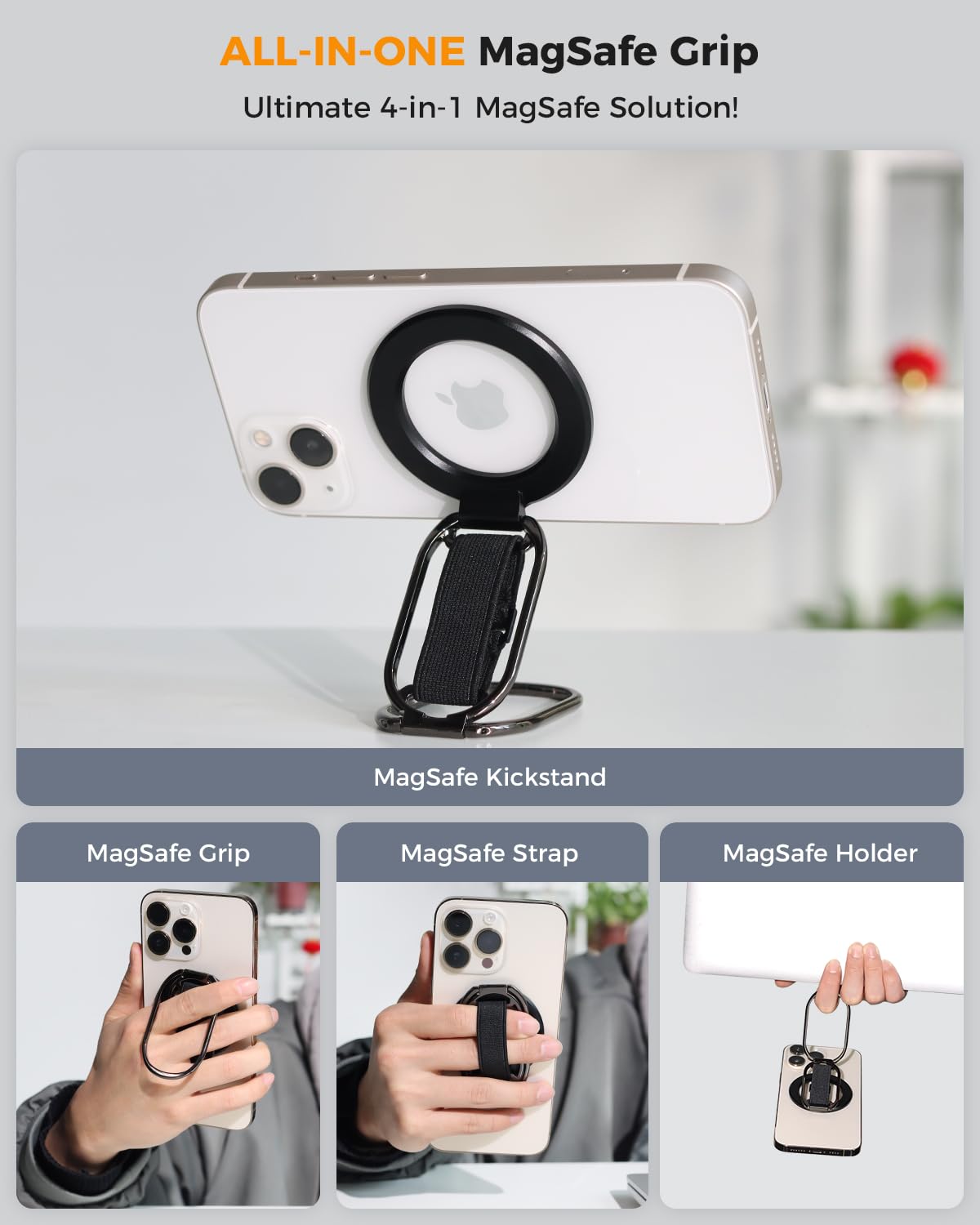 SUPERONE for MagSafe Phone Grip Kickstand, Magnetic Phone Ring Holder – full view