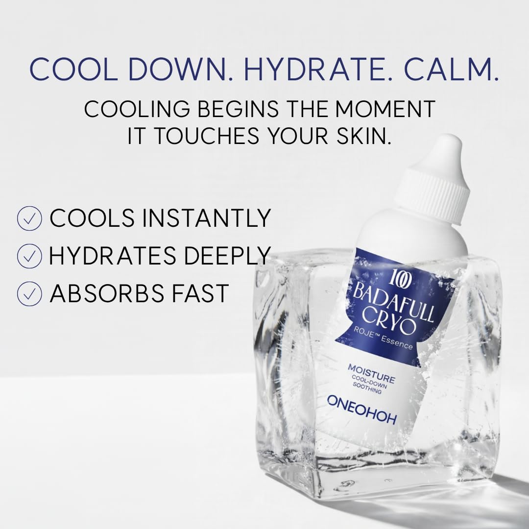 ONEOHOH BADAFULL Cryo Roje Cooling Face Serum for Sensitive Skin, Hydrating Serum with Ceramide NP, Seaweed Extract, Lig