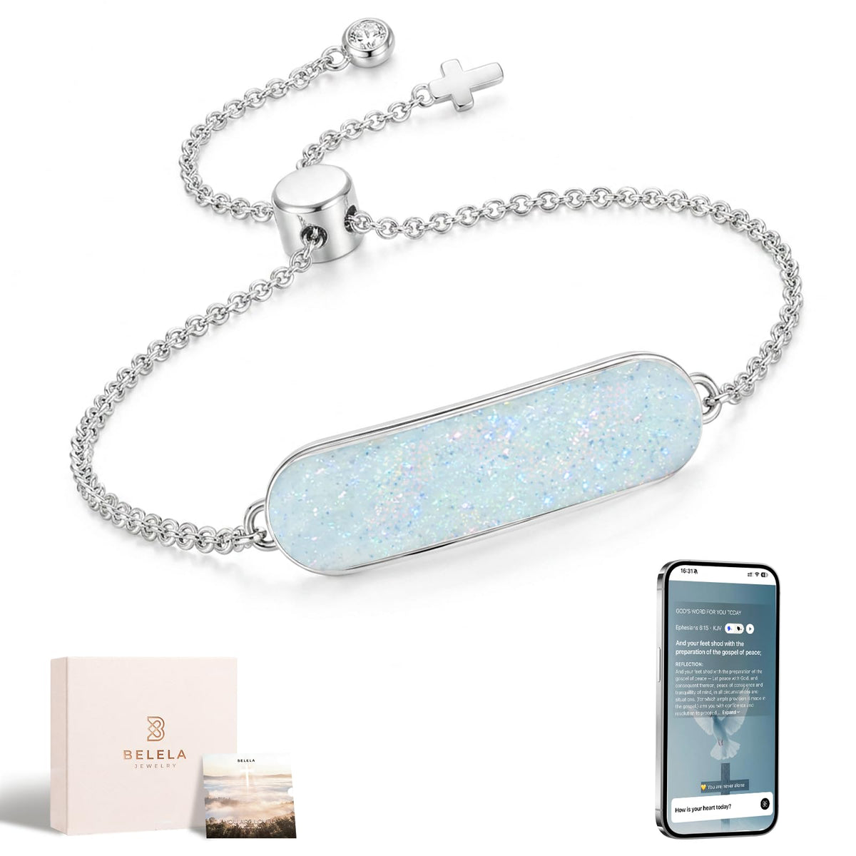BELELA Daily Bible Verse Bracelet for Women, NFC Tap to Access Scripture – product photo (Link)