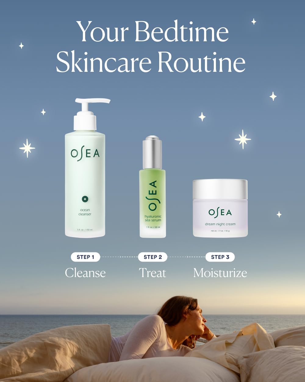 OSEA Dream Night Cream Bio-Retinol skin moisturizer in 1.7oz jar, featuring a smooth, luxurious texture for anti-aging skincare.