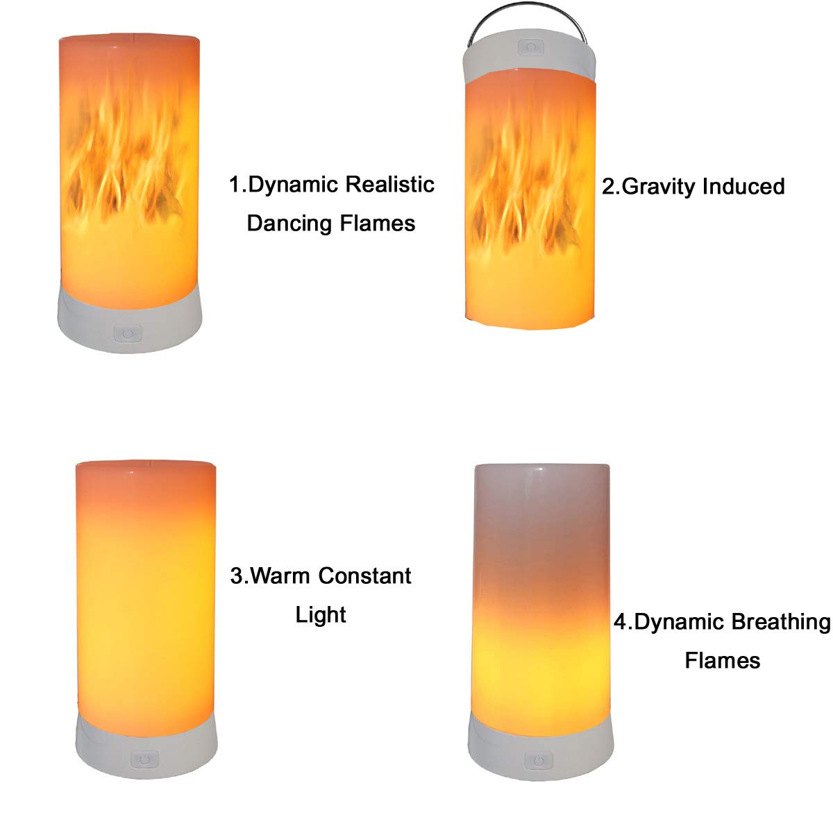 QLEE 2 Pack Led Flame Effect Lantern Light Usb Rechargeable Flameless Candle 4 Modes Remoted Flickering Flame Effect Moo