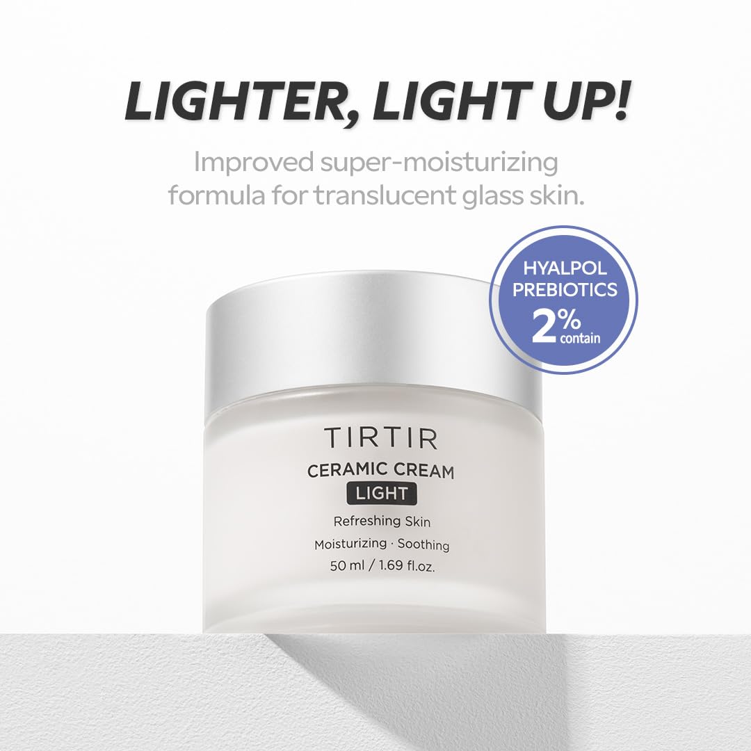TIRTIR Ceramic Cream Light | Deep moisturizer for Glass Skin, Polyglutamic acid, Centella Asiatica Extract, Skin barrier