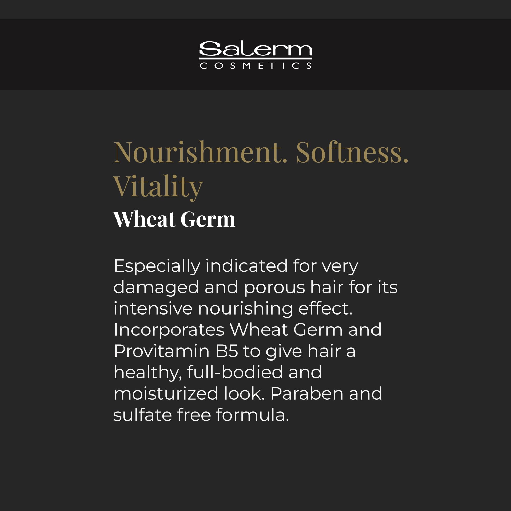 SALERM - Nourishing Hair Mask - 6.74 Oz - with Wheat Germ - for Dry and Damaged Hair - Deep Hair Hydration - Shine and Brightness - Hair Strengthening
