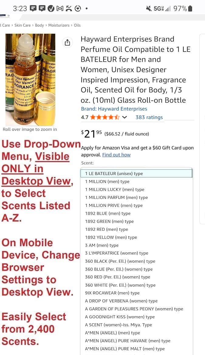 Hayward Enterprises HYWD Enterprises Cologne Oil Compatible to POLO SPORT for Men, Fragrance Rendition, Eau de Parfum, 1