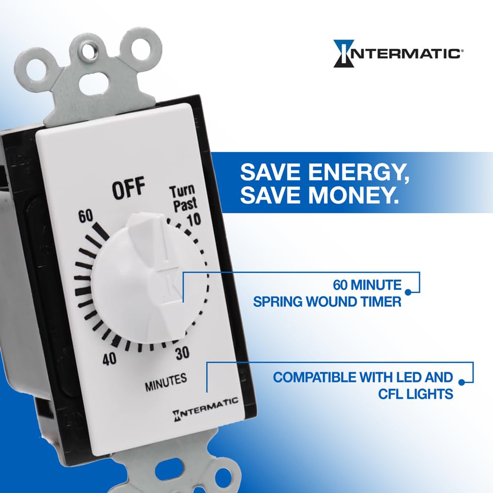 Intermatic SW60MWK 60-Minute Spring-Wound Timer, White – packaging and label