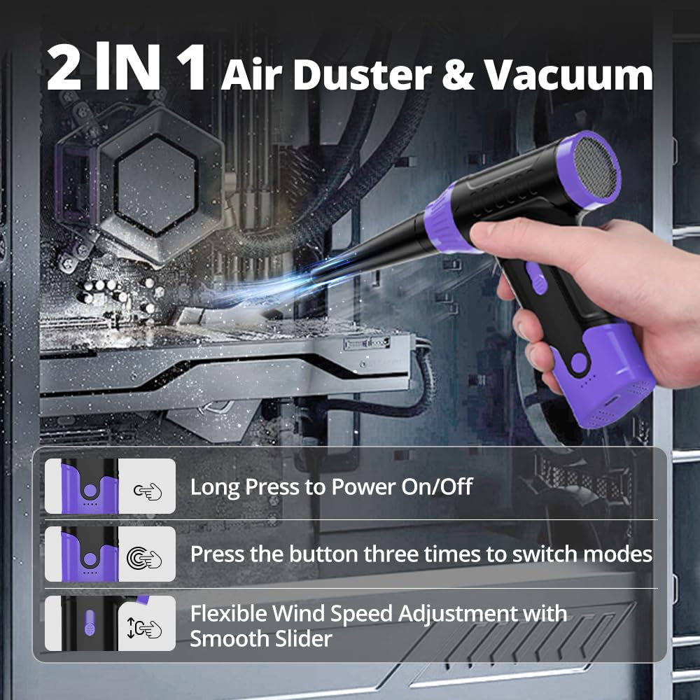 Anraye Compressed Air Duster Keyboard Cleaner, Electric Air Blower (Purple) – full view