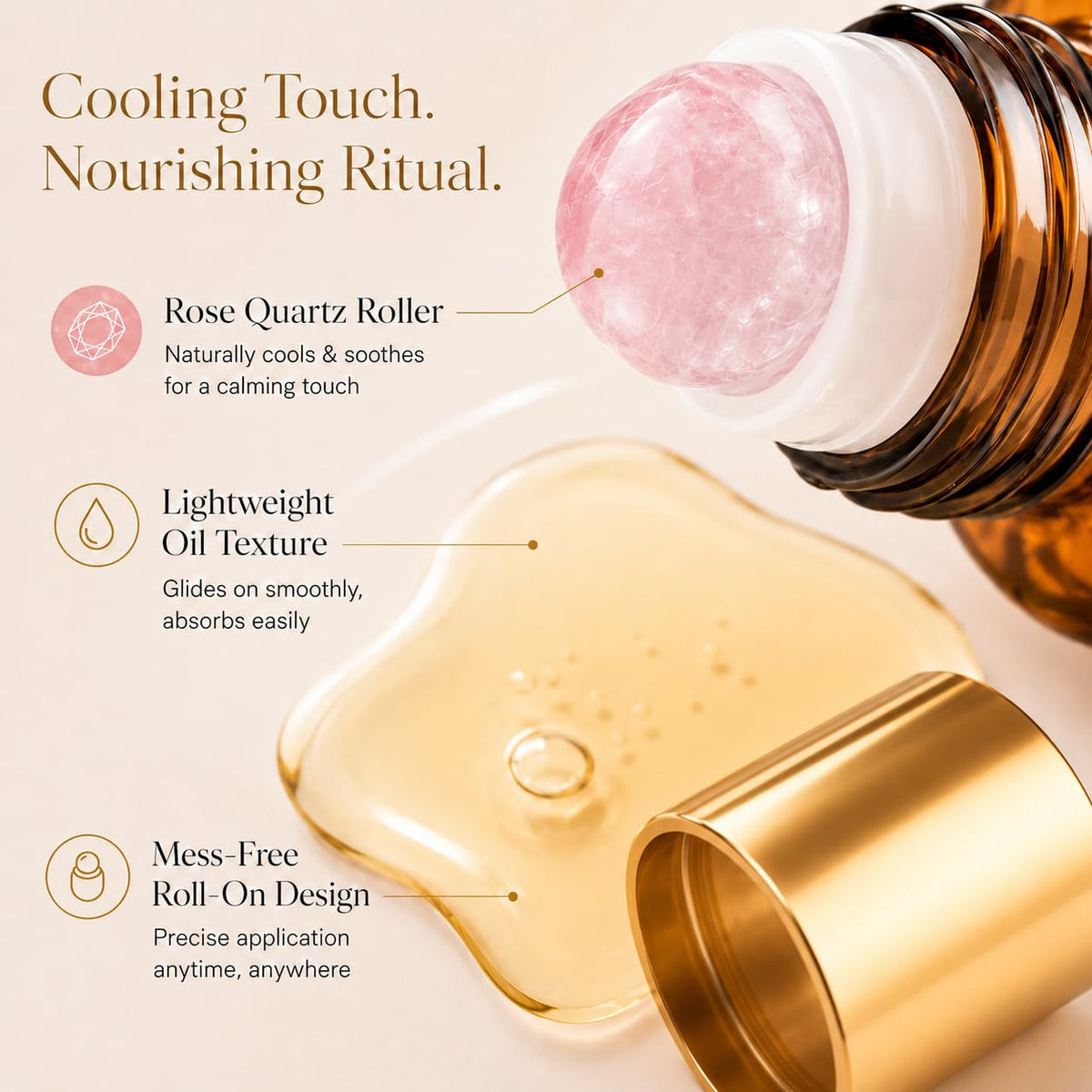Zotreval Cold-Pressed Organic Castor Oil & Frankincense Rose Quartz Roll-On, 50 mL – product photo (Face Oil)