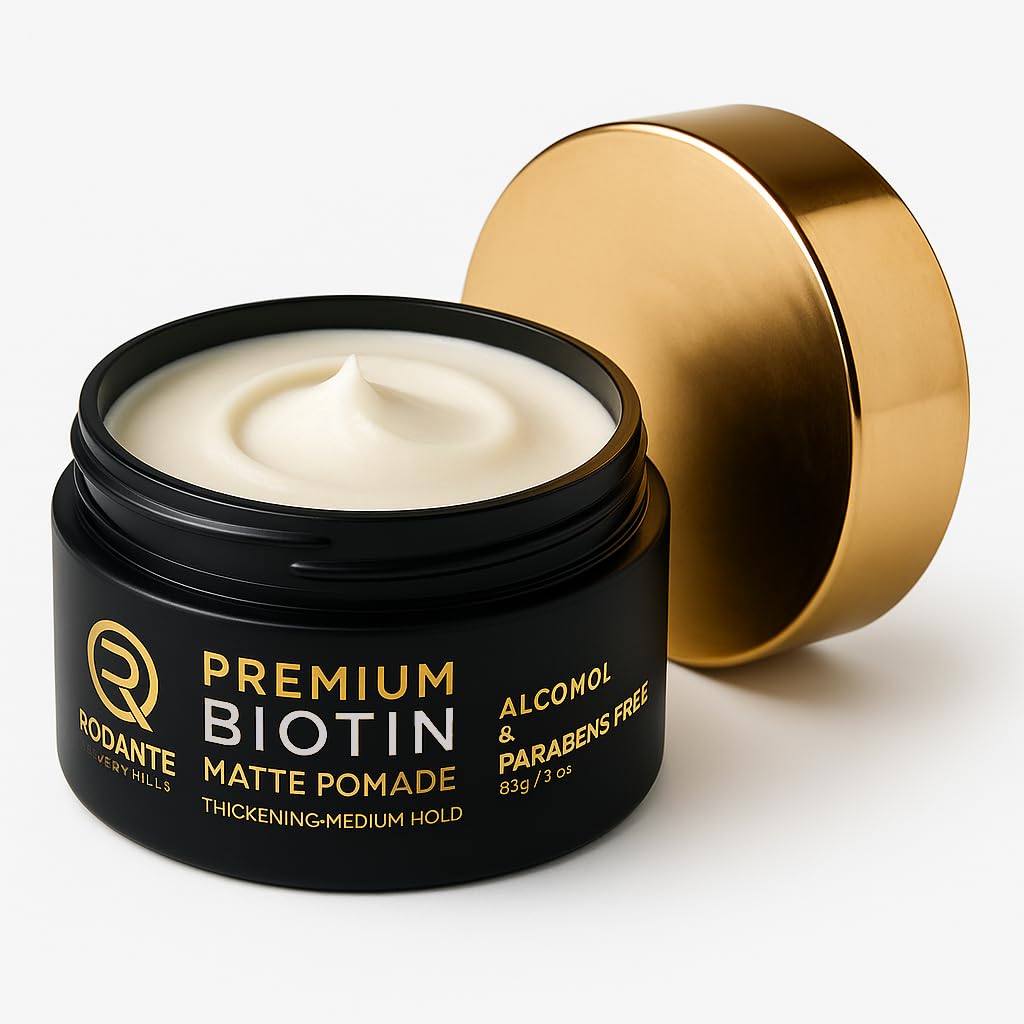Rodante Beverly Hills Biotin Matte Cream Texture Paste Clay Pomade, Premium Thickening Cream Medium Hold & Anti Hair Los