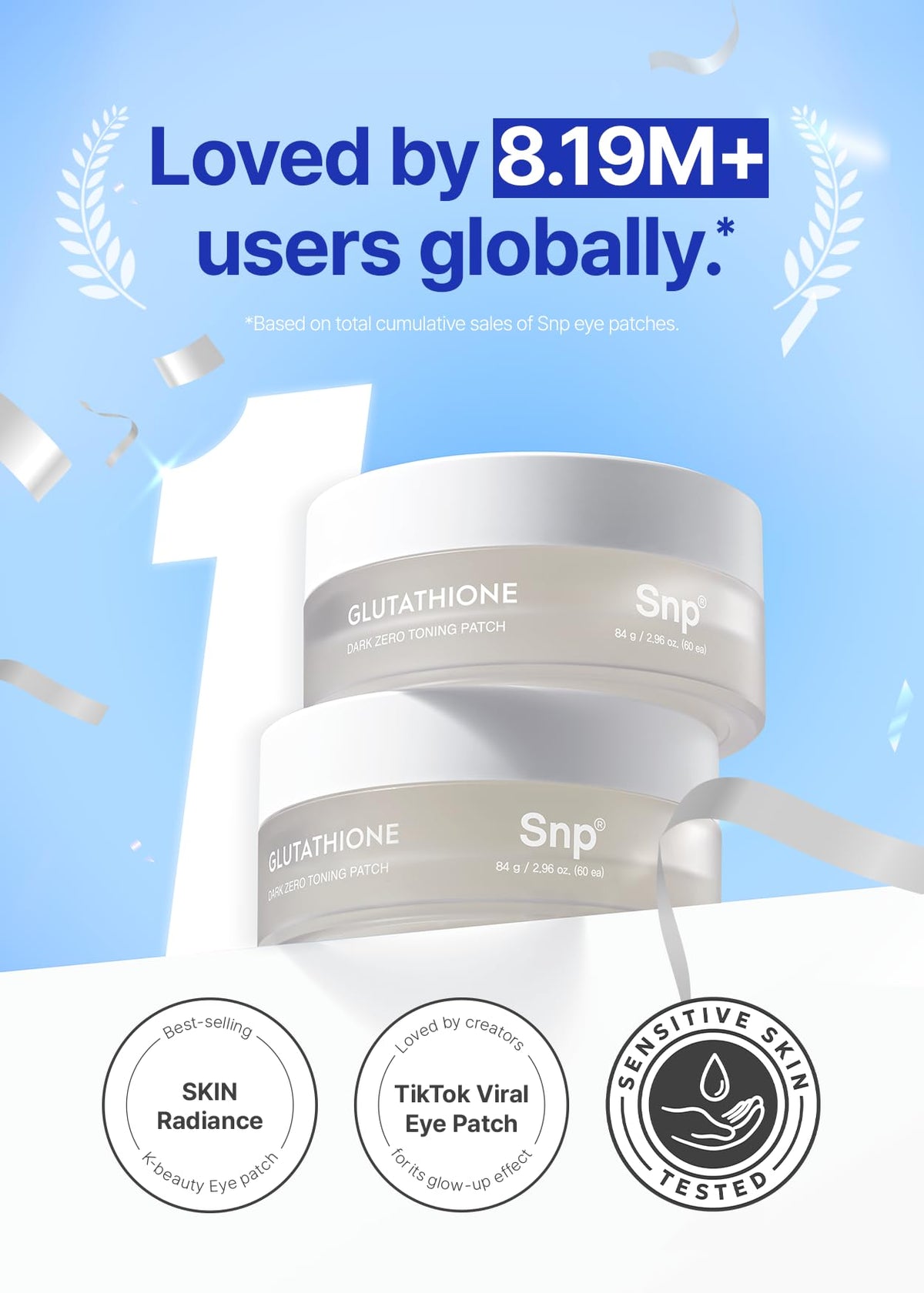 SNP 99% Glutathione + Niacinamide B3 Eye Patch | Nourishing Under Eye Patches for Blemishes and Dark Spots | Under Masks